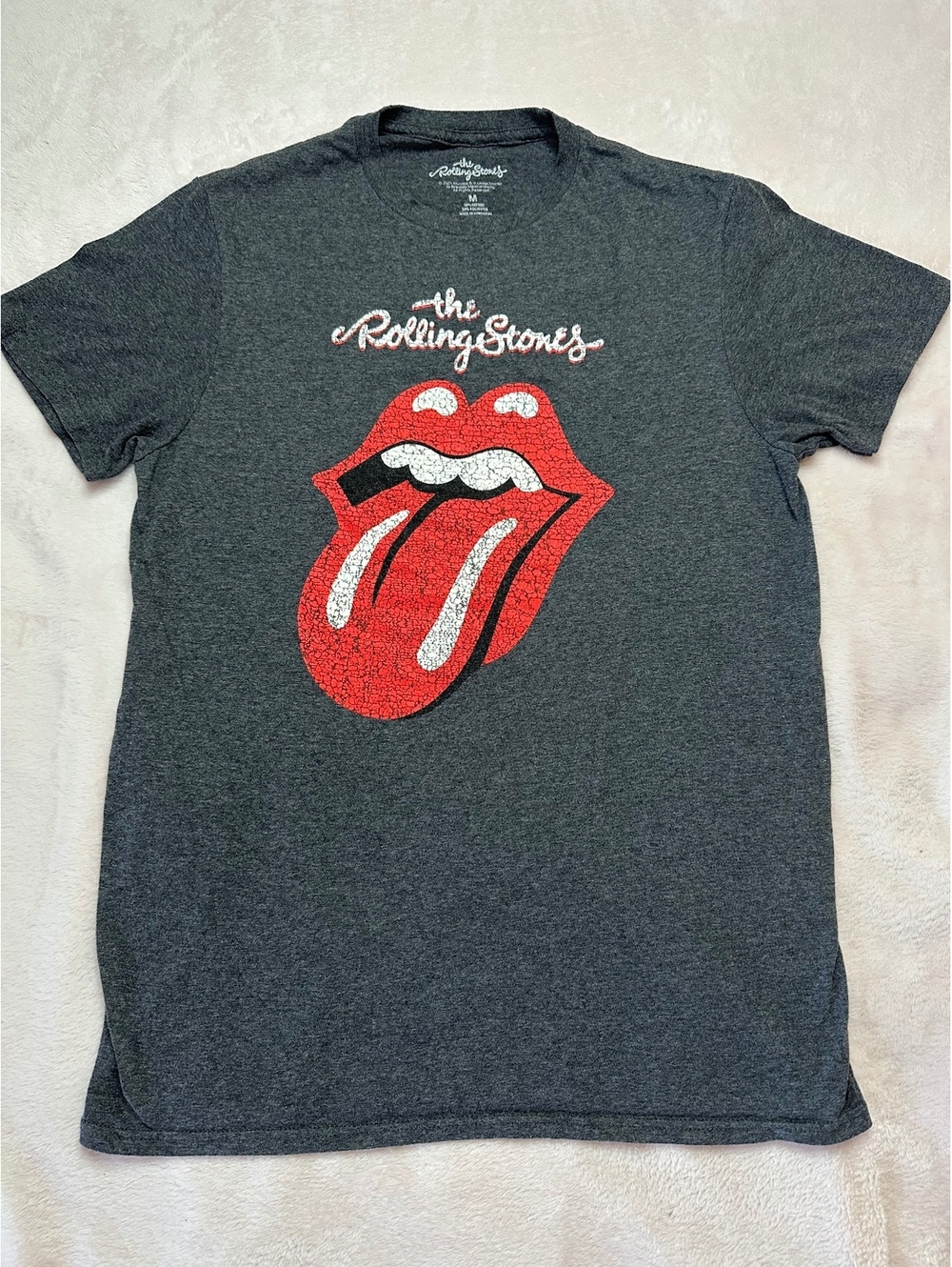 The Rolling Stones Classic Tongue Graphic Tee – Charcoal Grey (Size M)
